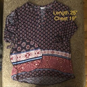 Boho cold shoulder top with 3/4 length sleeves